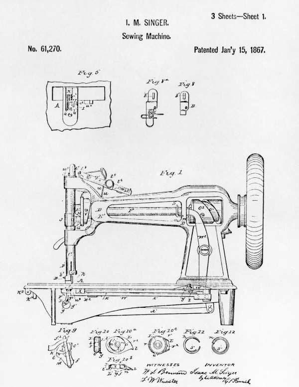 Singer sewing machine U.S. Patent No. 61,270