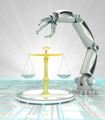 Scales of Justice with Robot Arm