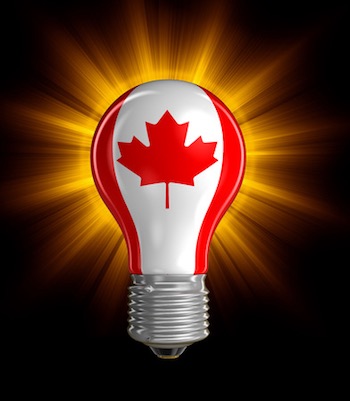 Light bulb with canadian flag