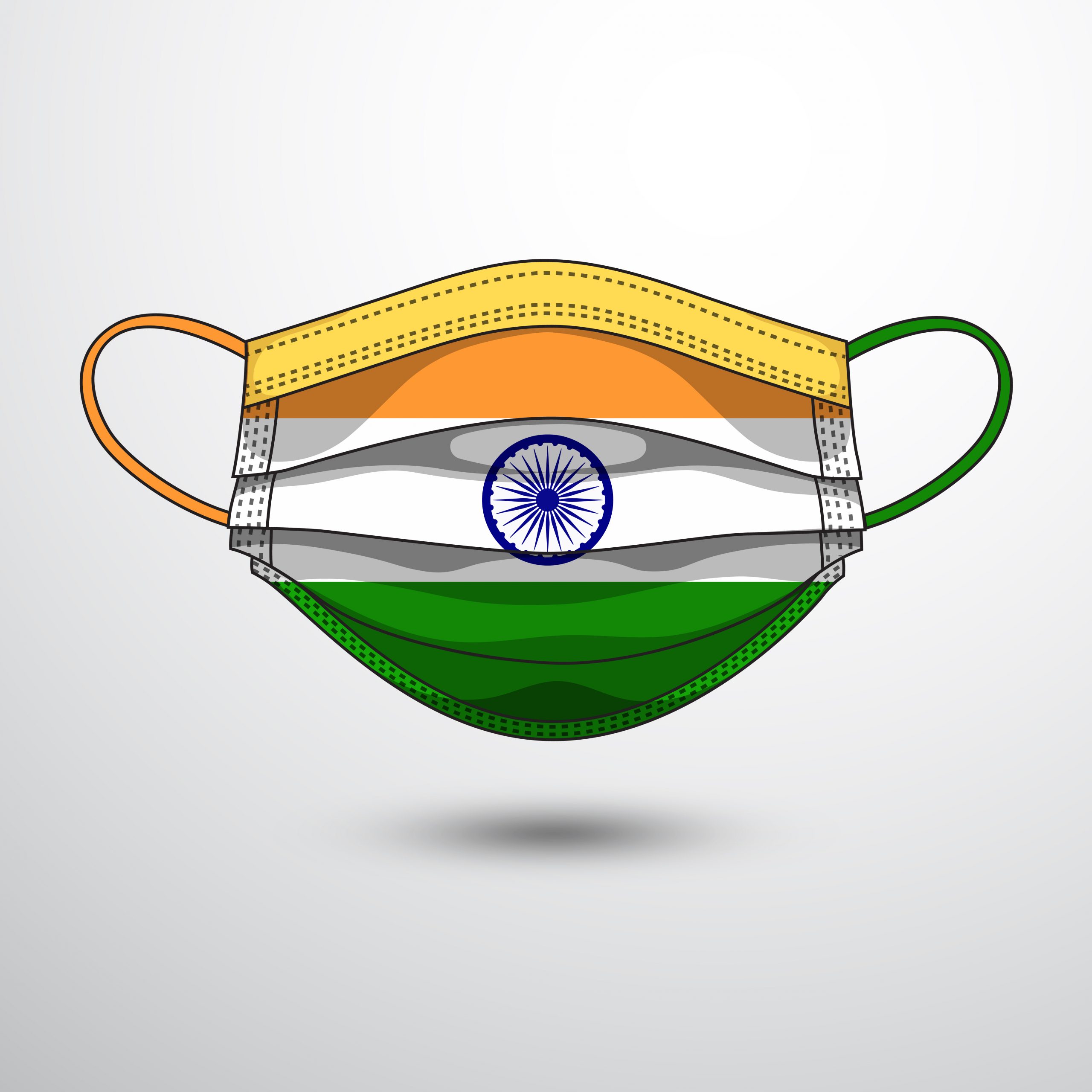 India, COVID-19 - https://depositphotos.com/362603228/stock-illustration-medical-mask-national-flag-india.html